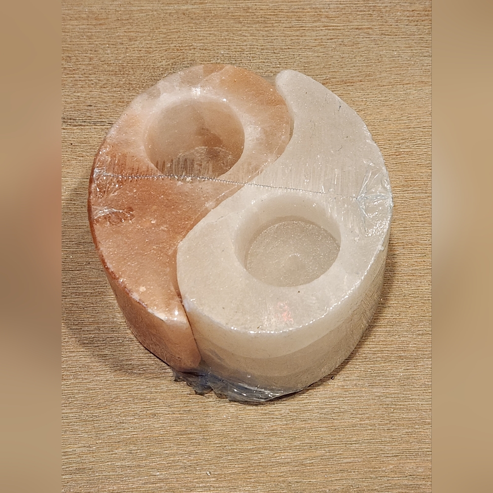 Pink Himalayan Salt Candle Holders - Yin and Yang.